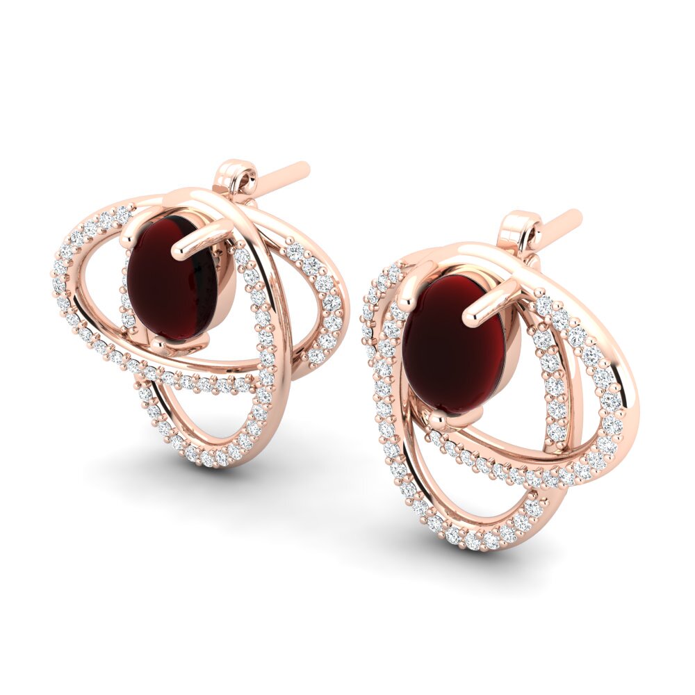 red-375 Cabochon Granada Brincos Feminino Abanelis