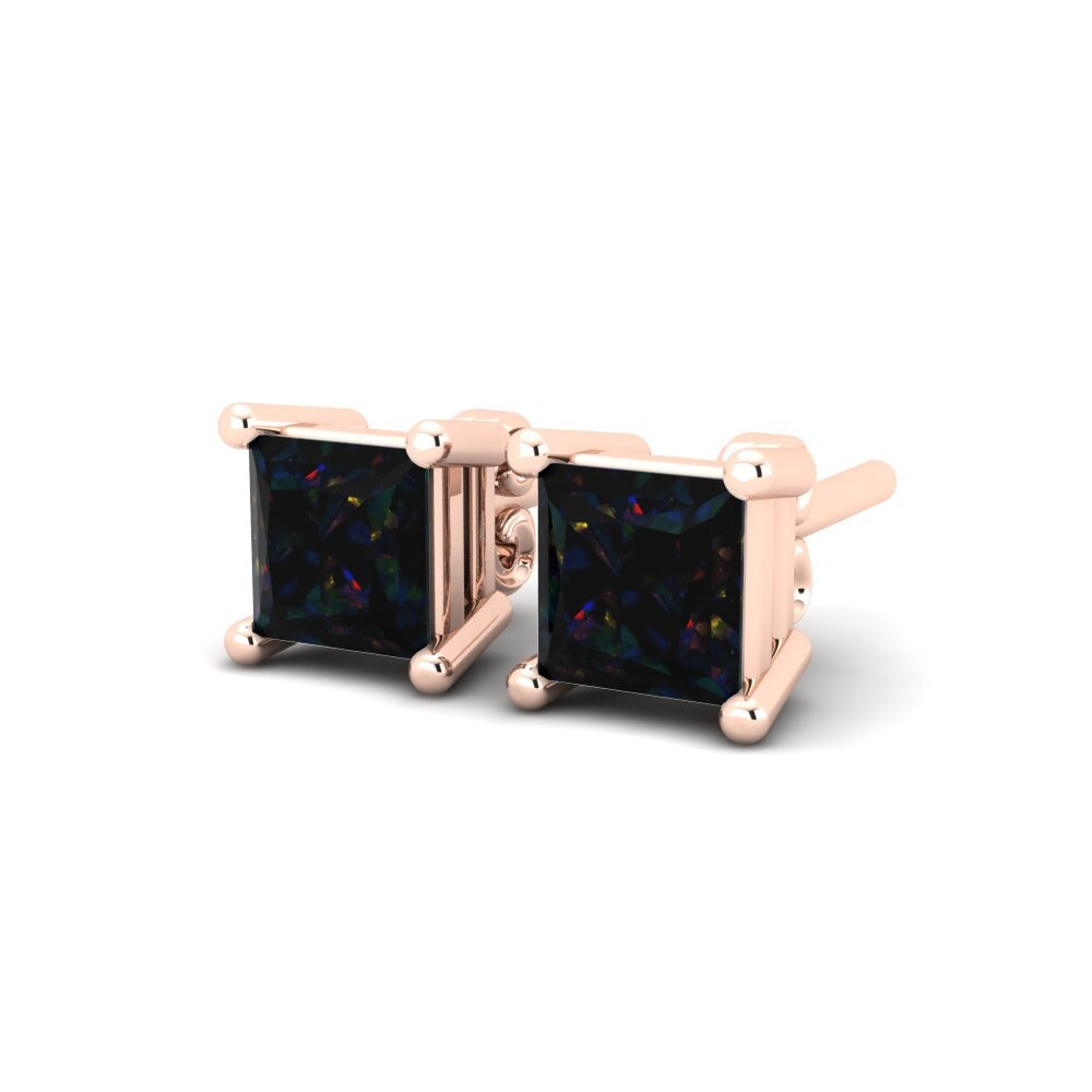 18ct Rose Gold Black Opal Women's Earring Abby