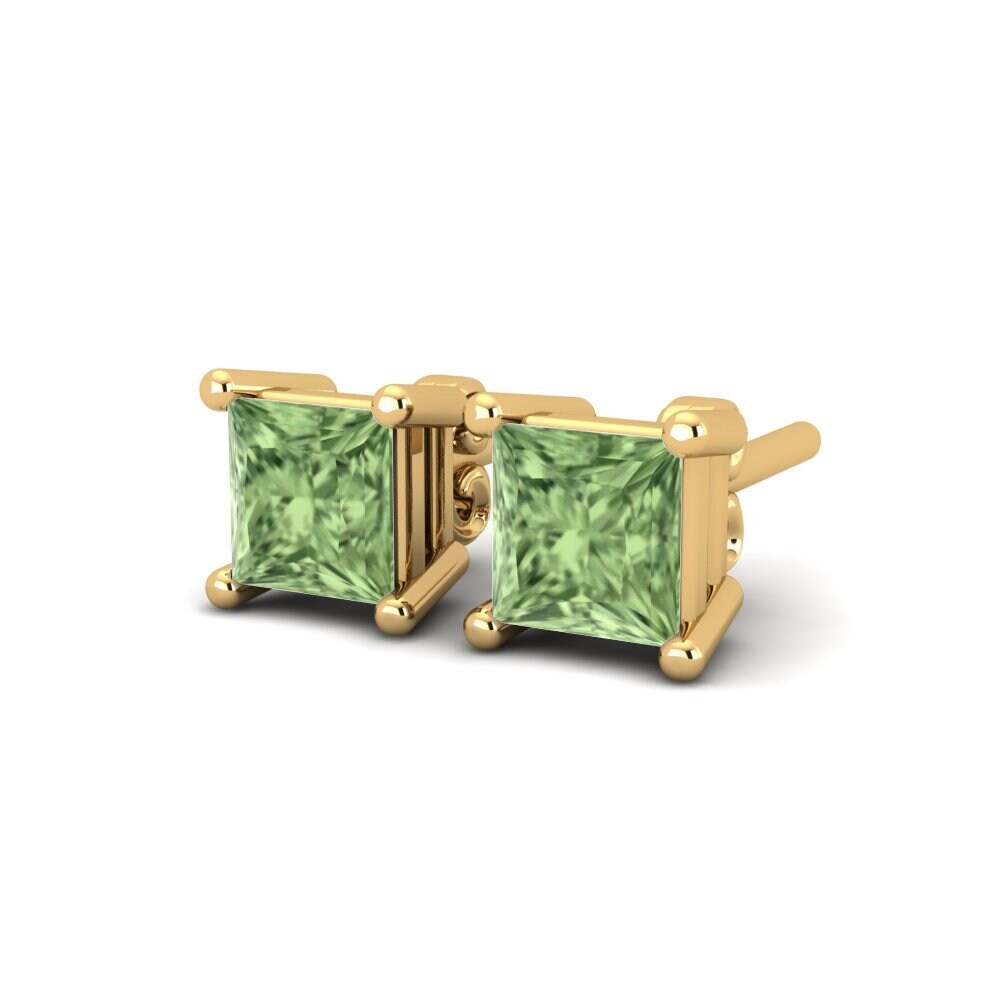9k Oro Amarillo Zafiro Verde Pendiente de mujer Abby