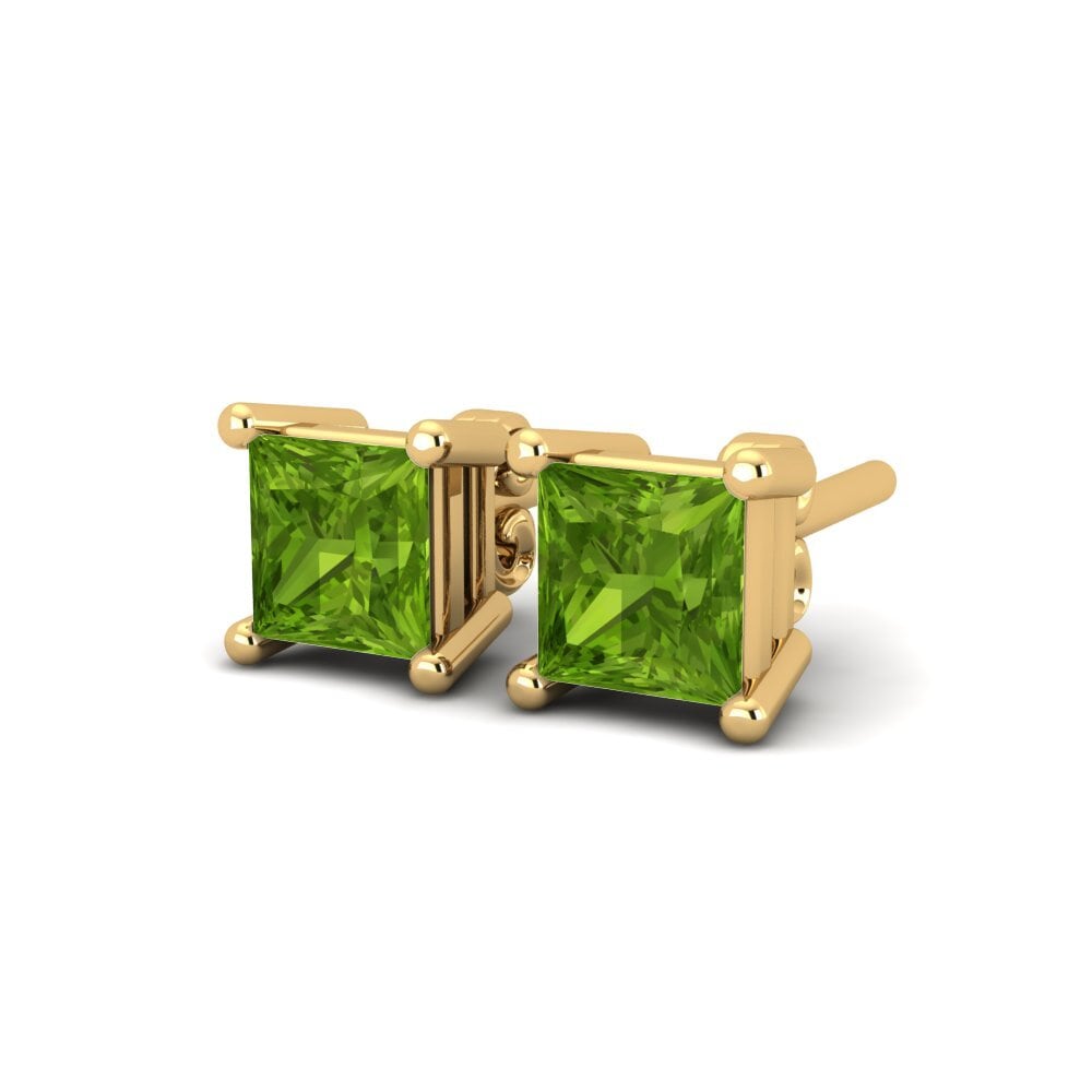 14k Oro Amarillo Peridoto Pendiente de mujer Abby