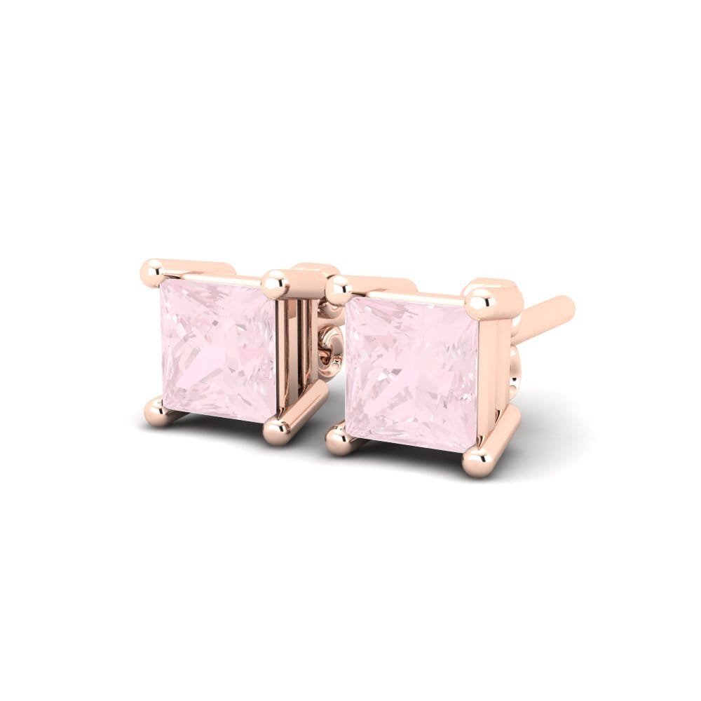 18k Oro Rosa Cuarzo rosa Pendiente de mujer Abby