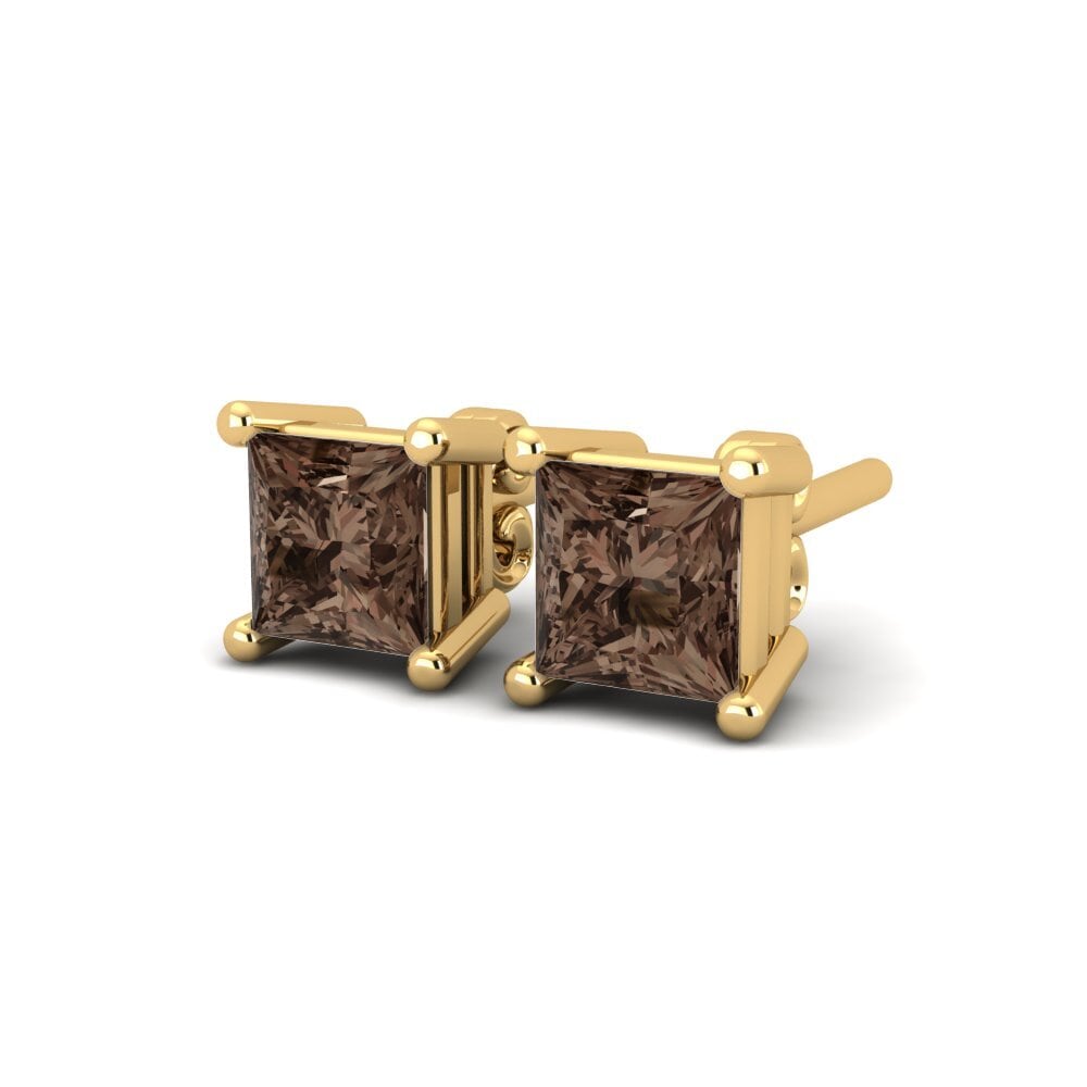 18k Oro Amarillo Cuarzo humo Pendiente de mujer Abby