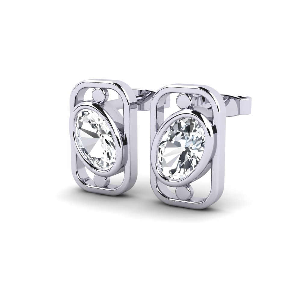 14k Oro Blanco Circón Blanco Pendiente de mujer Abetter