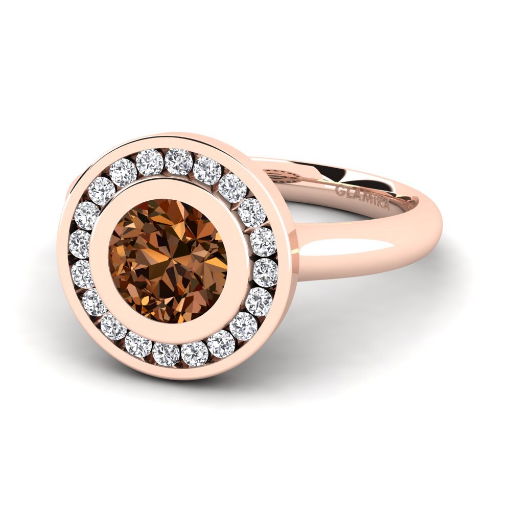 14k Oro Rosa Diamante café Anillo de compromiso Abigail