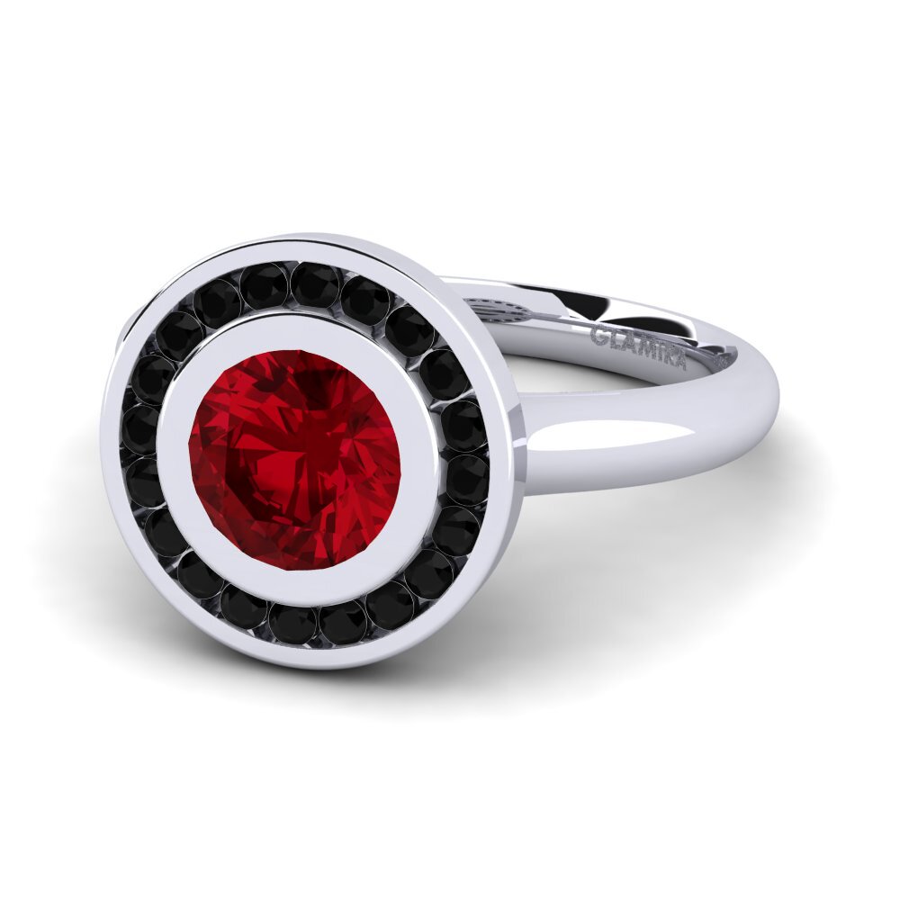18k Oro Blanco Circonita Roja Anillo de compromiso Abigail