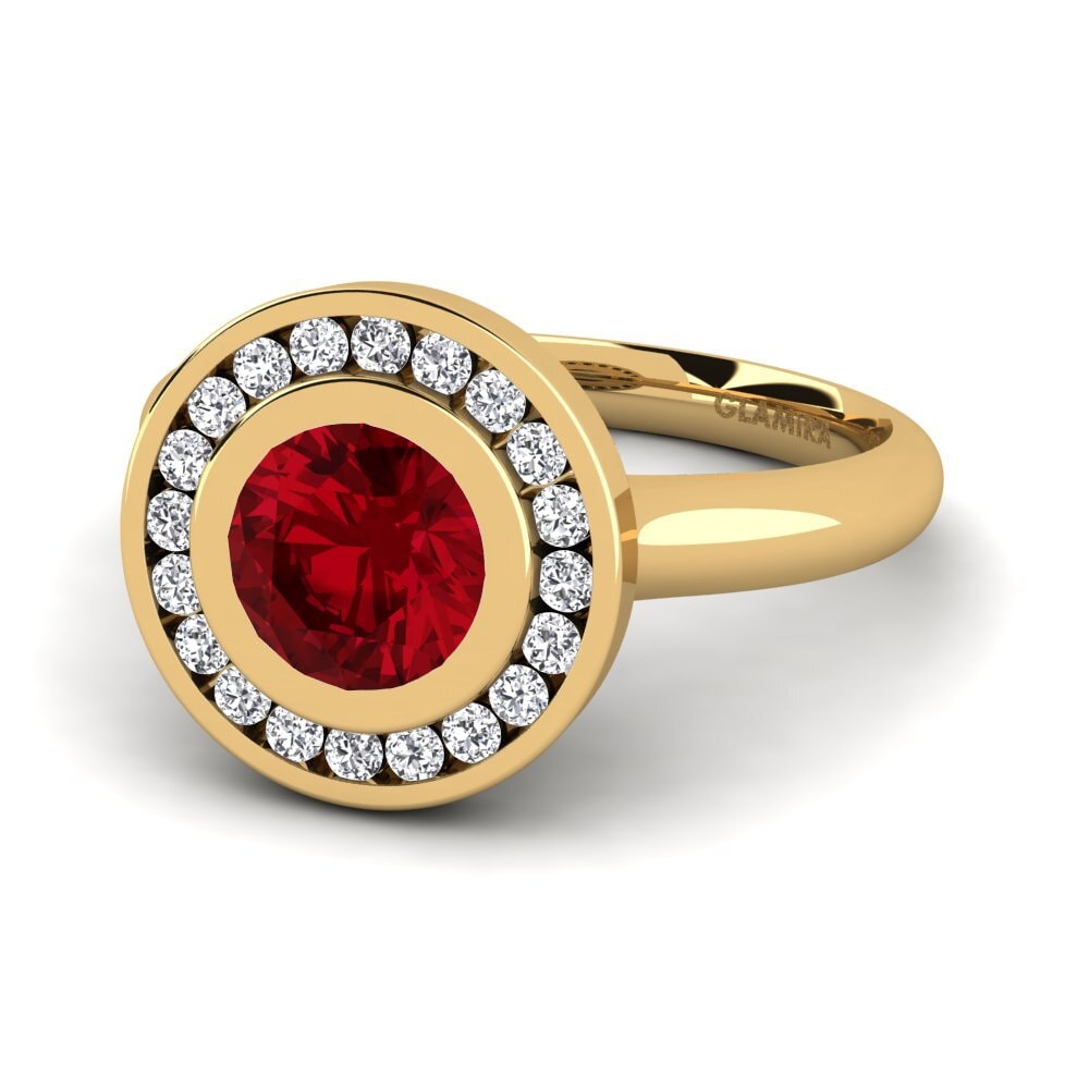 18k Oro Amarillo Circonita Roja Anillo de compromiso Abigail
