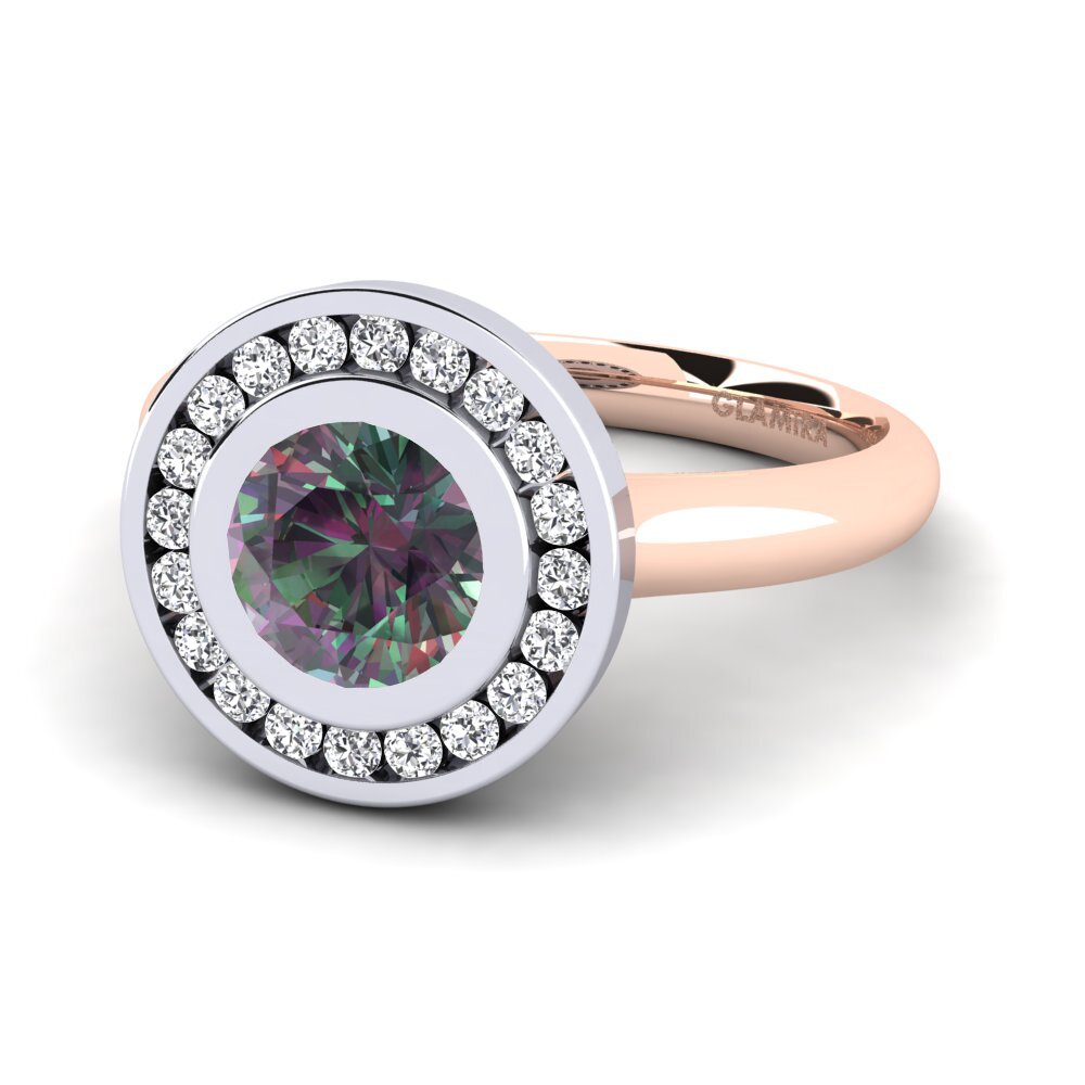 9ct Rose & White Gold Mystic Topaz Engagement Ring Abigail