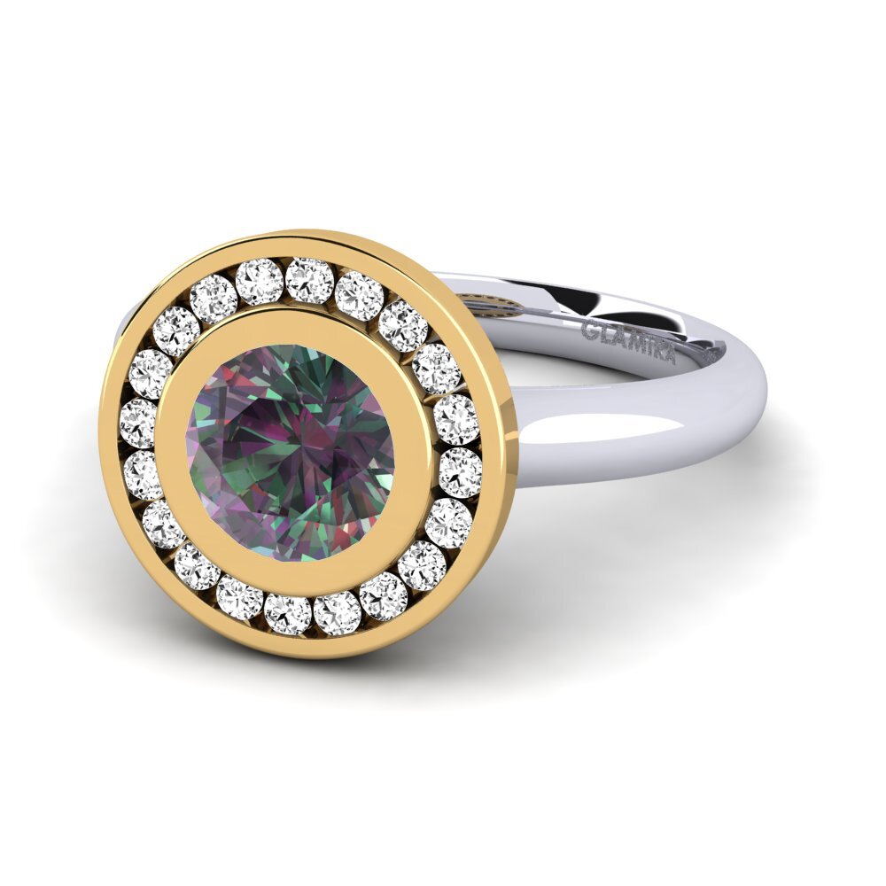 14k Oro Blanco & Amarillo Topacio Místico Anillo de compromiso Abigail