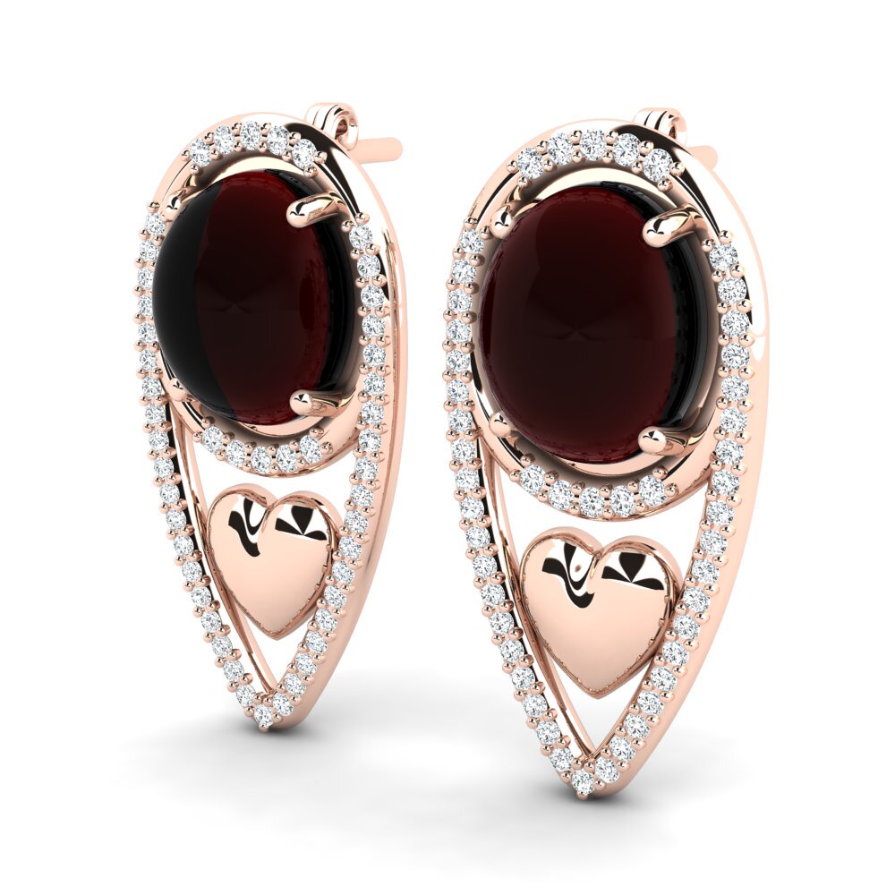 red-375 Cabochon Granada Brincos Feminino Acakina