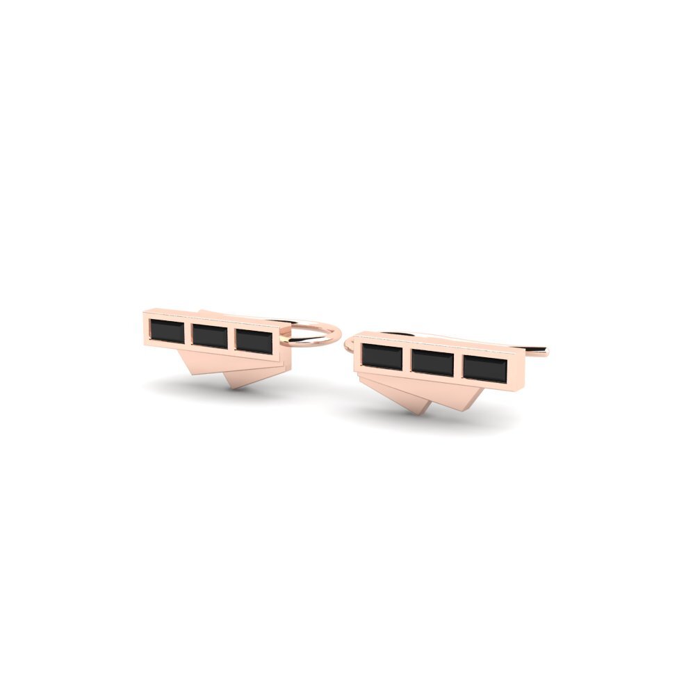 14k Rose Gold Black Sapphire Women's Earring Accumulate