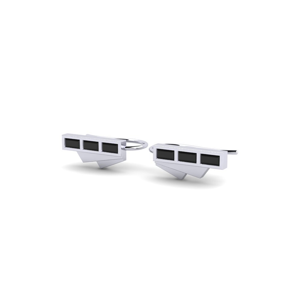 9k White Gold Black Sapphire Women's Earring Accumulate