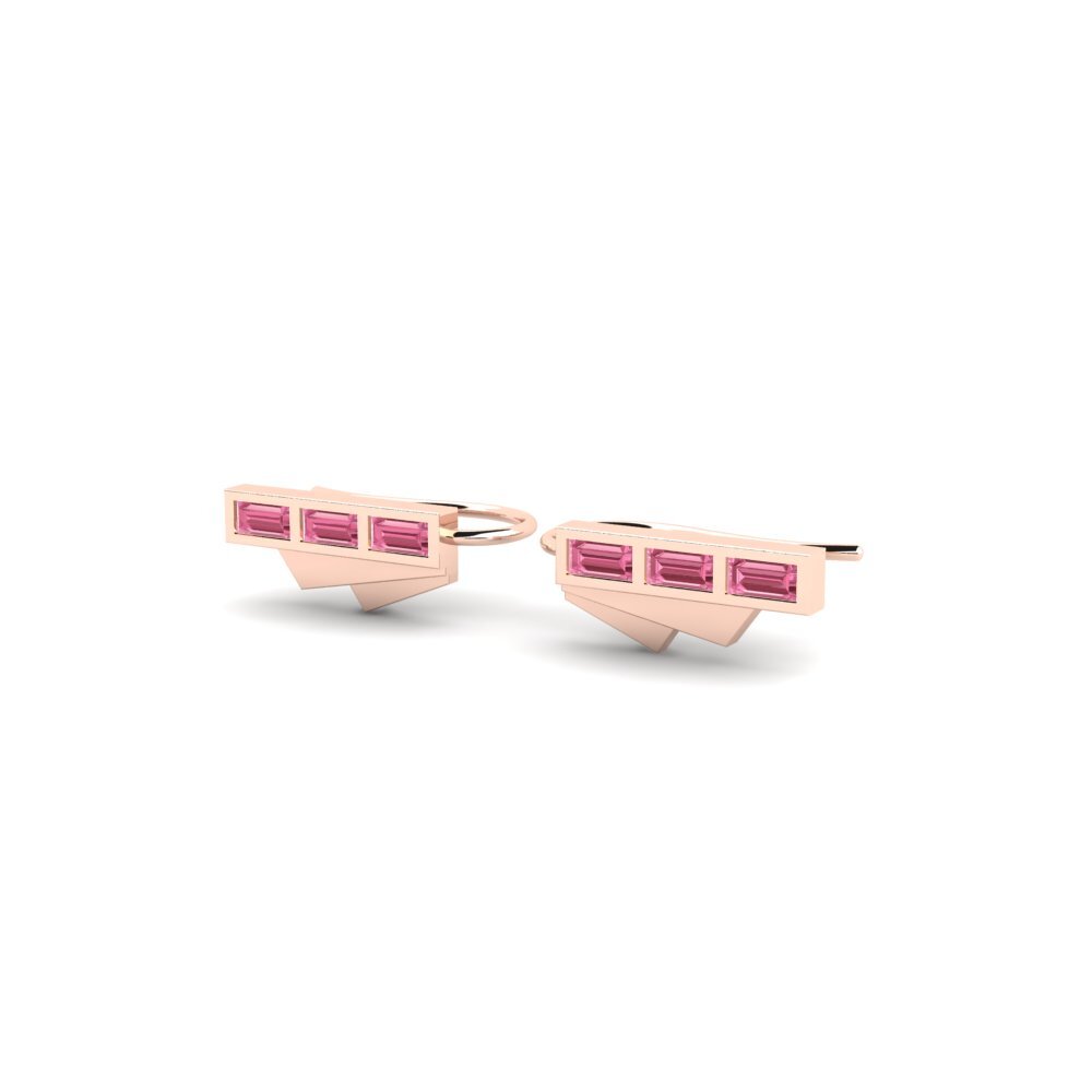 14k Rose Gold Pink Sapphire Women's Earring Accumulate