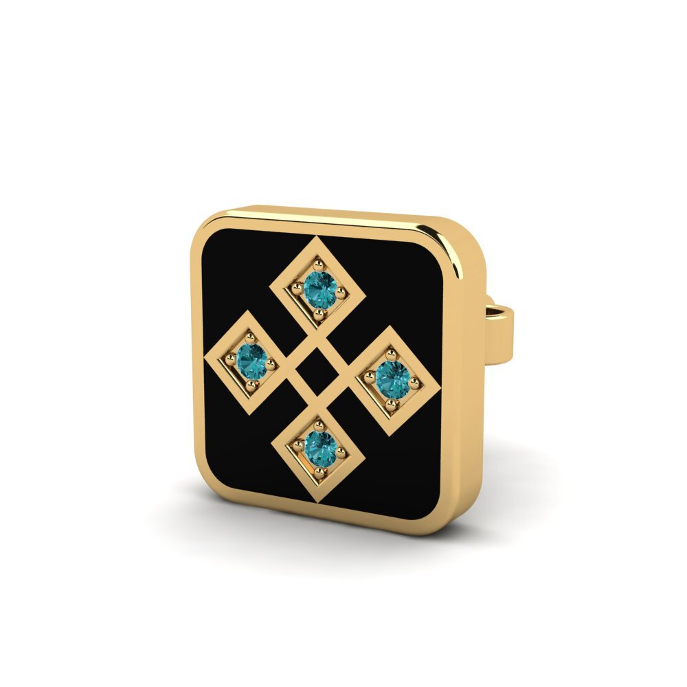 9k Oro Amarillo Diamante Azul Pendiente para hombre Ace