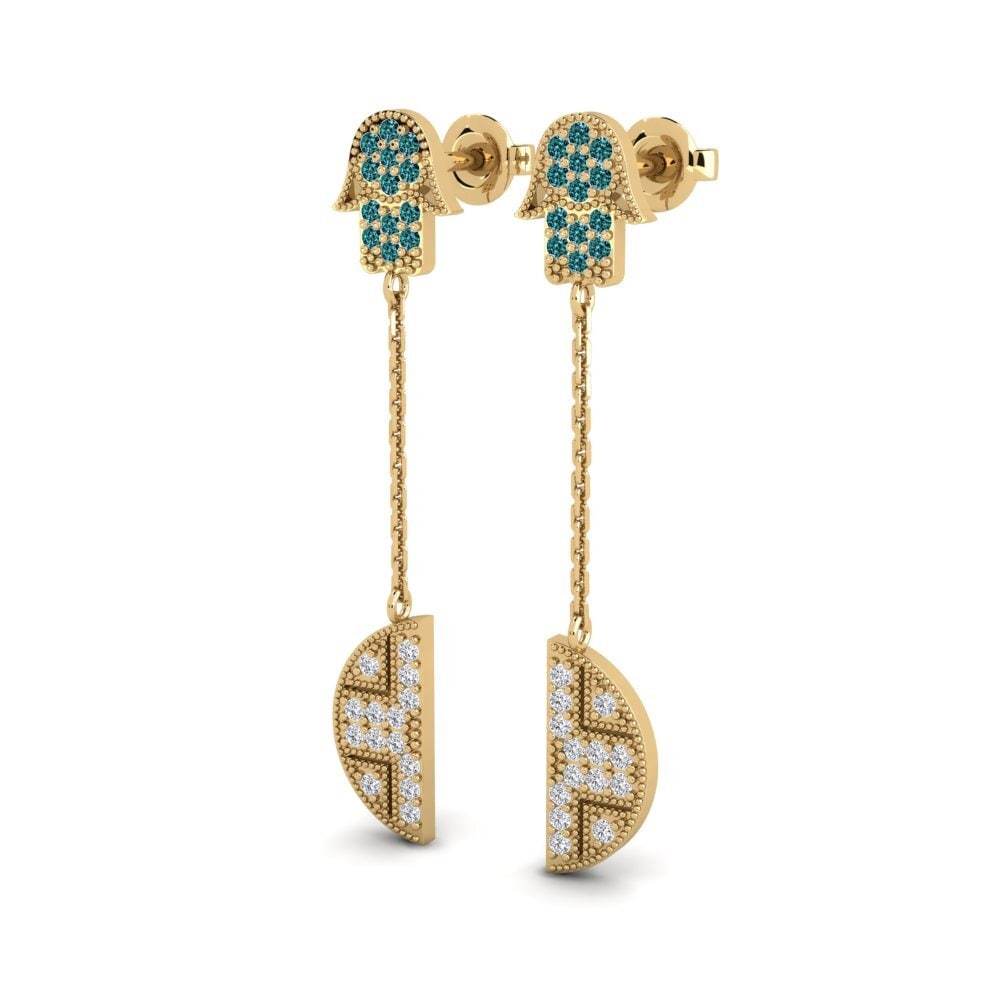 Diamant Bleu Boucle d'oreille femme Achelois - A