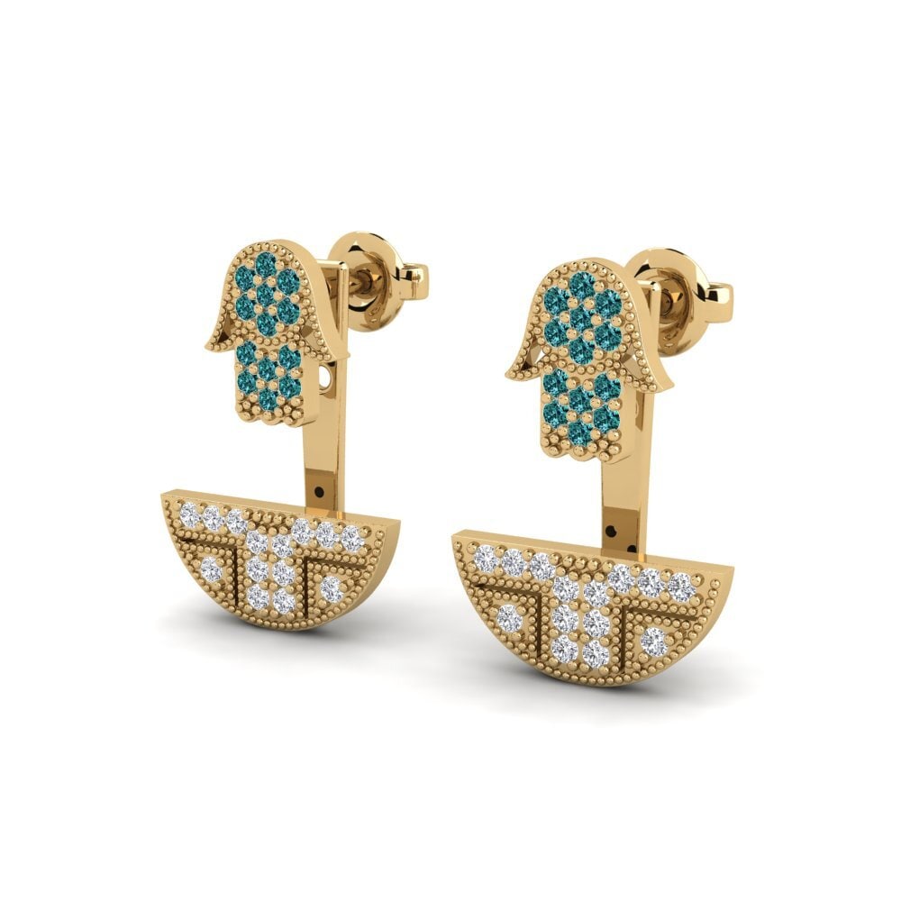 Diamant Bleu Boucle d'oreille femme Achelois - B