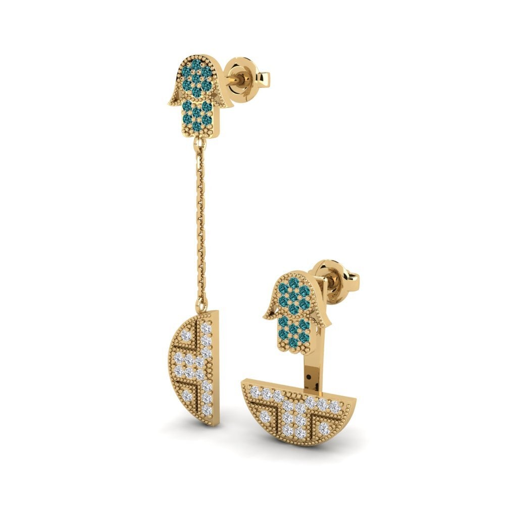 Diamant Bleu Boucle d'oreille femme Achelois - SET