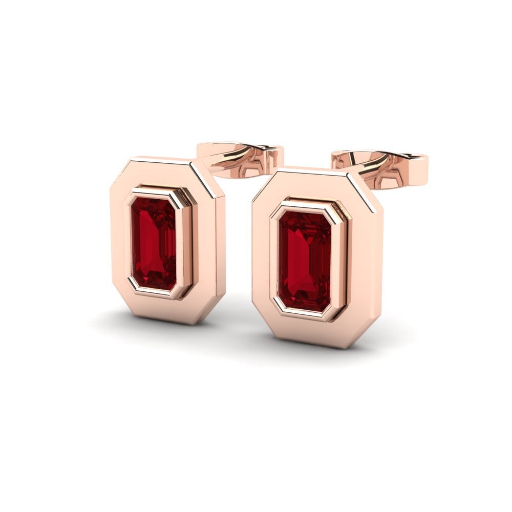 Emerald Cut Red Zirconia Women's Earring Achill