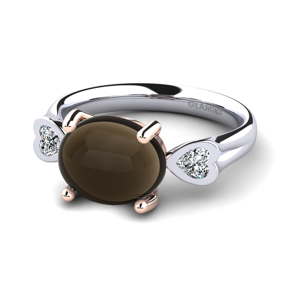 Cabochon 18k White & Rose Gold Engagement Rings
