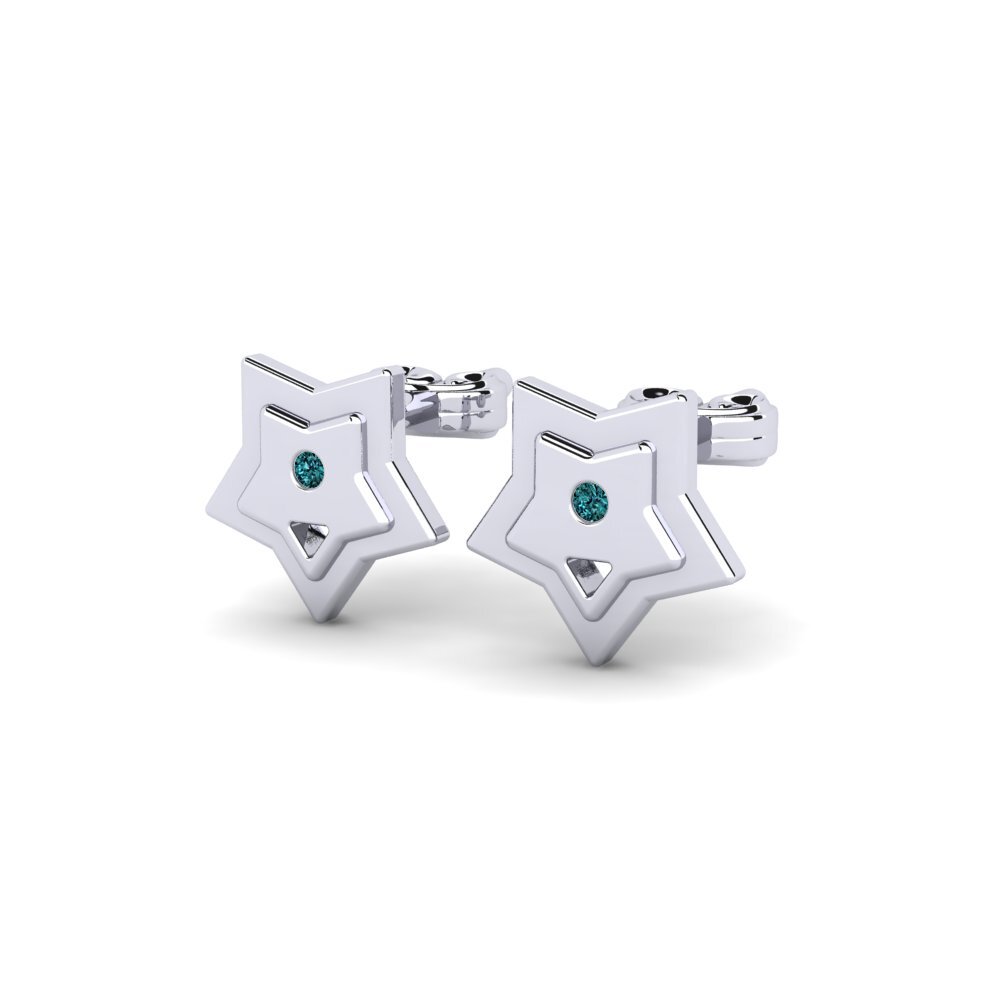 18k White Gold Blue Diamond Kid's Earring Acidic