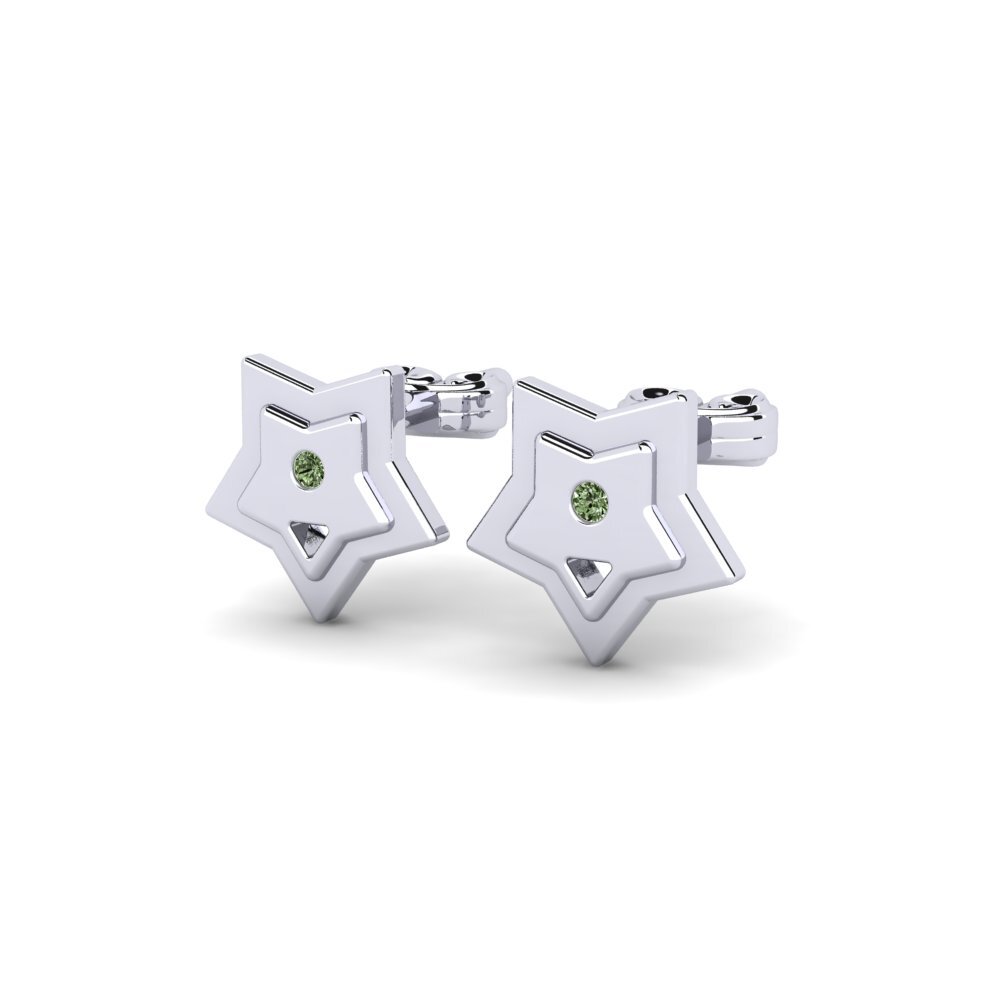 Platina 950 Diamante Verde Brinco Infantil Acidic