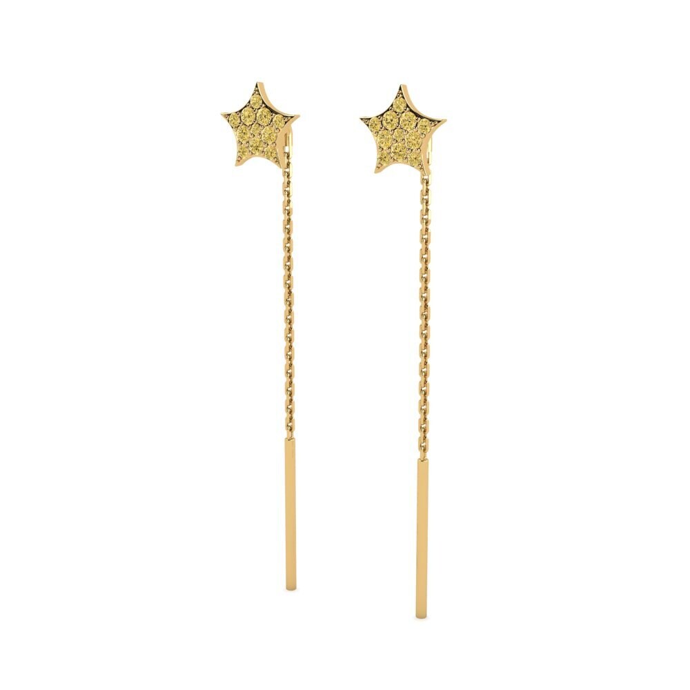 Oro Giallo 750 Diamante Giallo Orecchino da donna Acrae