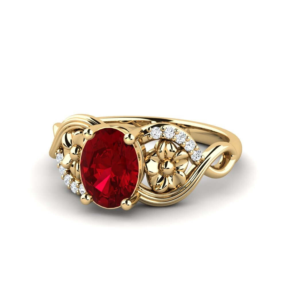 Circonita Roja Anillo de compromiso Acrog - Oval
