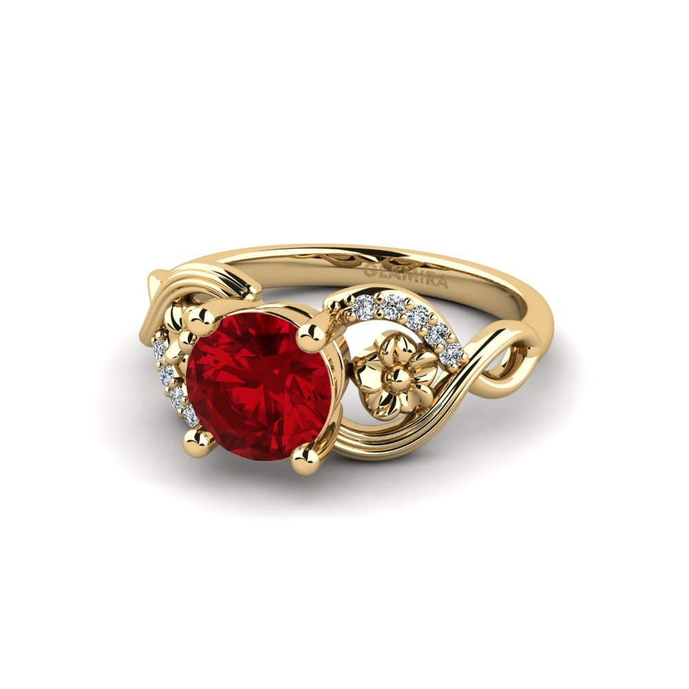 Circonita Roja Anillo de compromiso Acrog - Round
