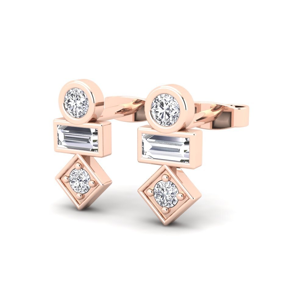 14k Oro Rosa Baguette Pendiente de mujer Acte