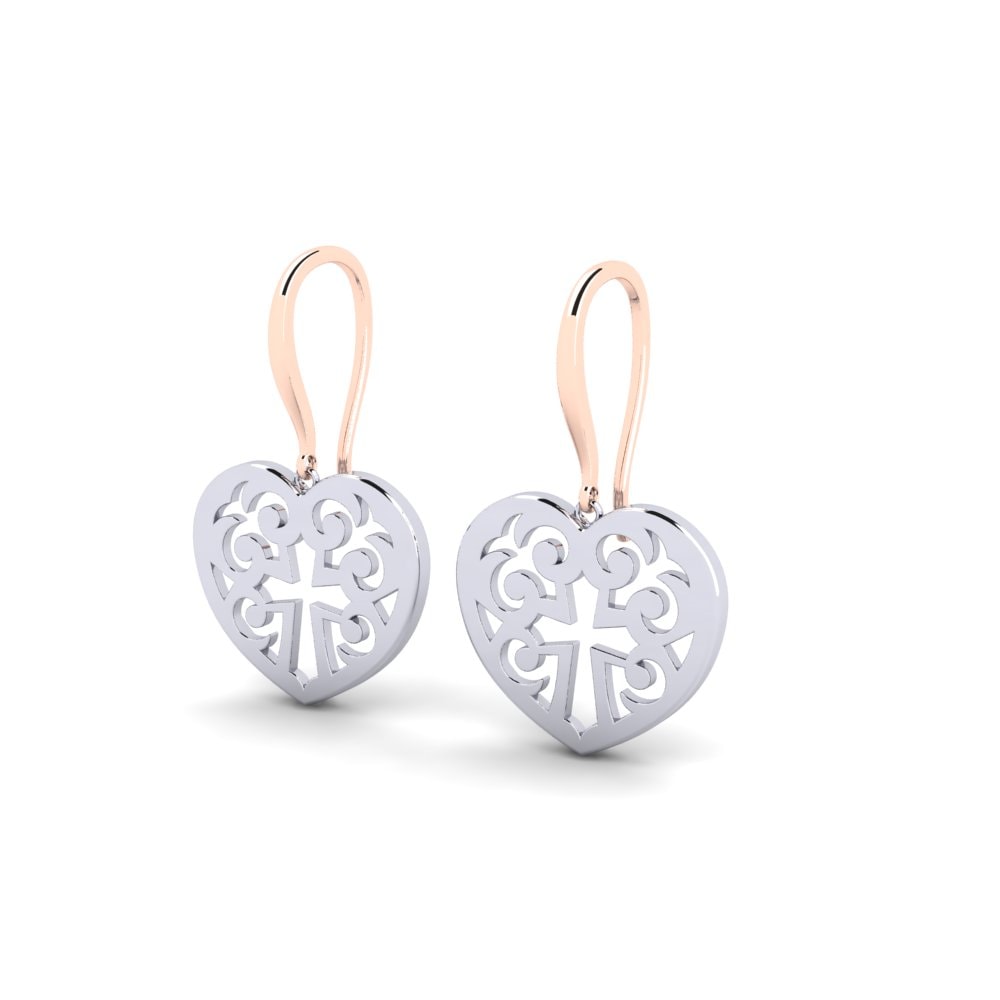 9k Oro Rosa & Blanco Pendientes Acumenei