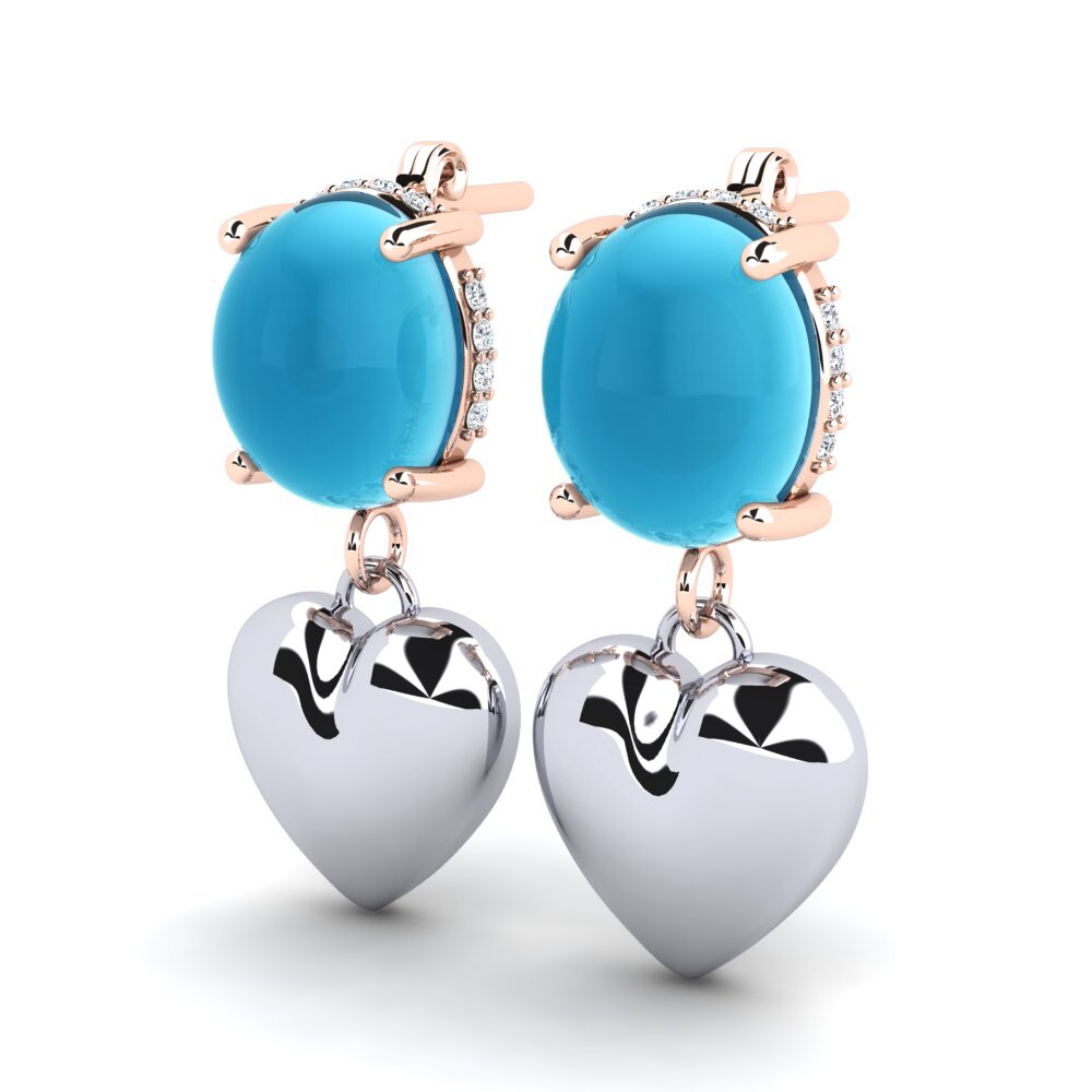 585 Ros & Putih Emas Topaz Biru Cabochon Anting-anting wanita Adareli