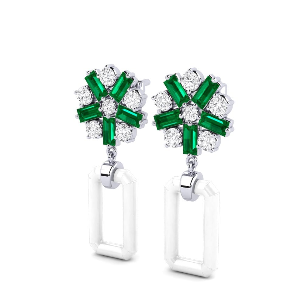White Silver Green Zirconia Women's Earring Addario
