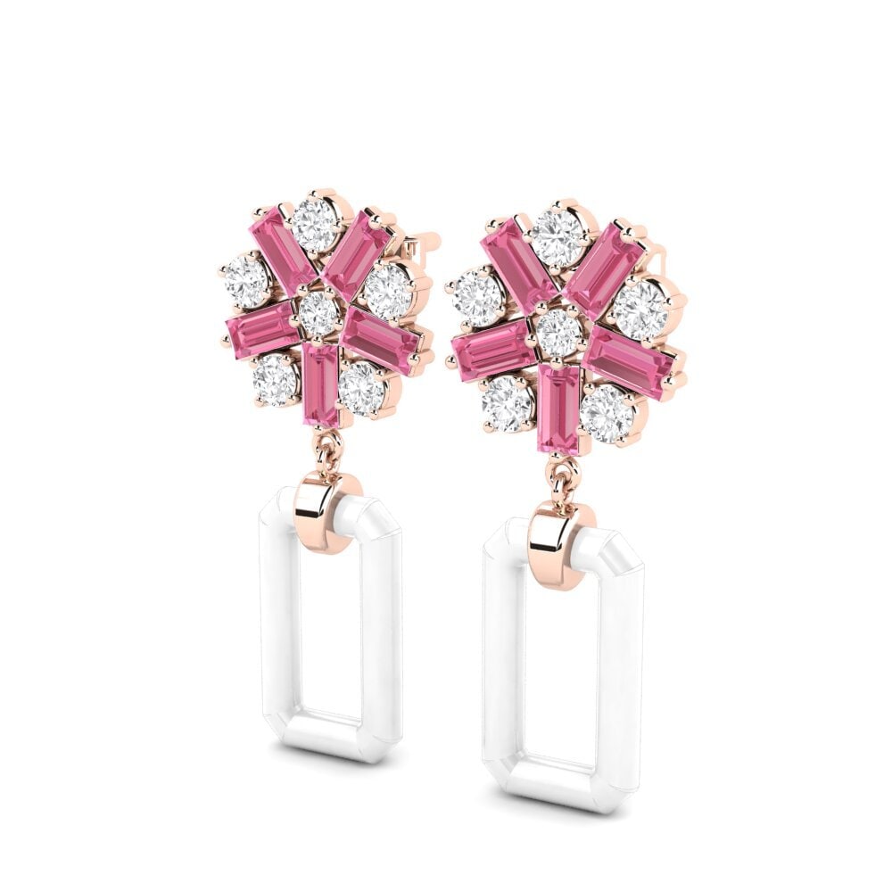 14k Oro Rosa Zafiro Rosado Pendiente de mujer Addario