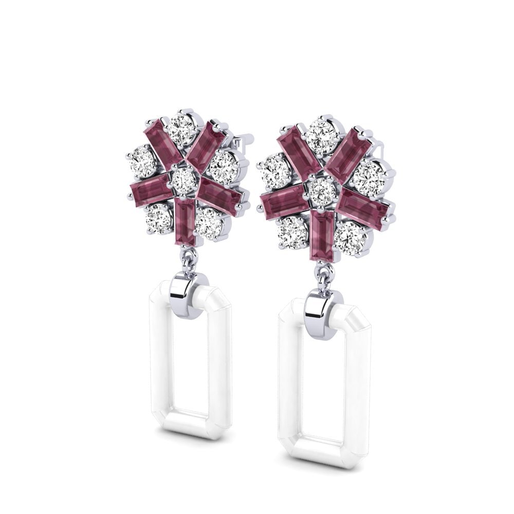 Platino 950 Granate Rhodolite Pendiente de mujer Addario