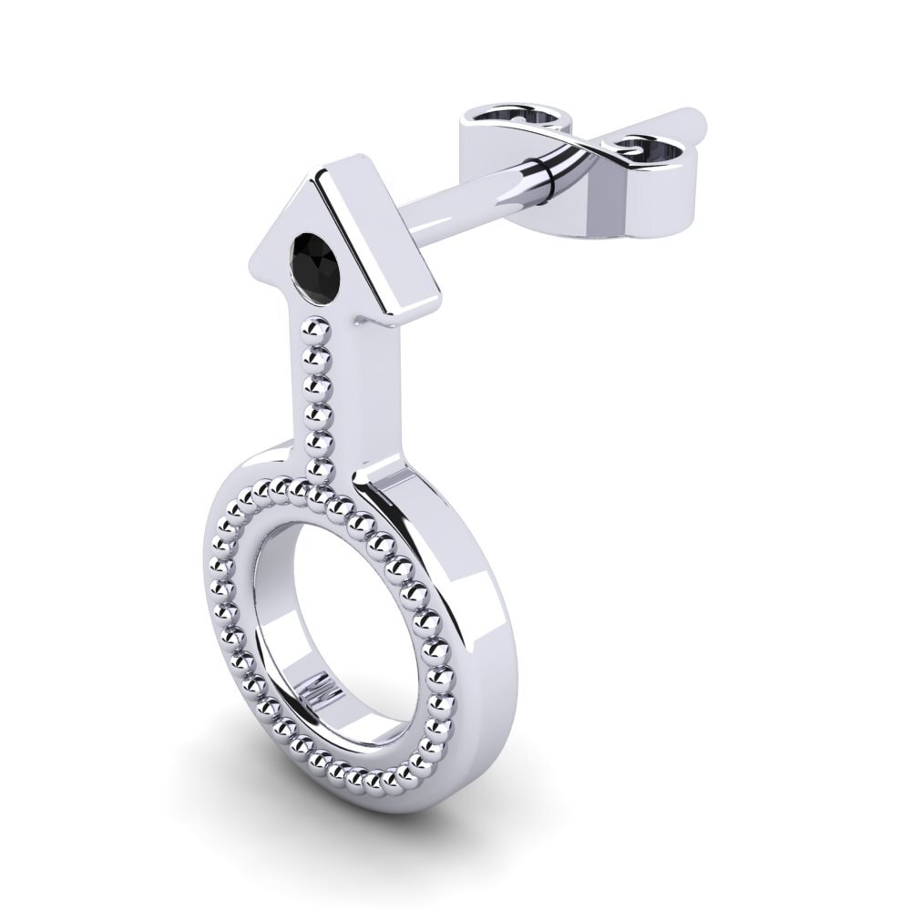 14k Oro Blanco Ónix Negro Pendiente para hombre Adeo