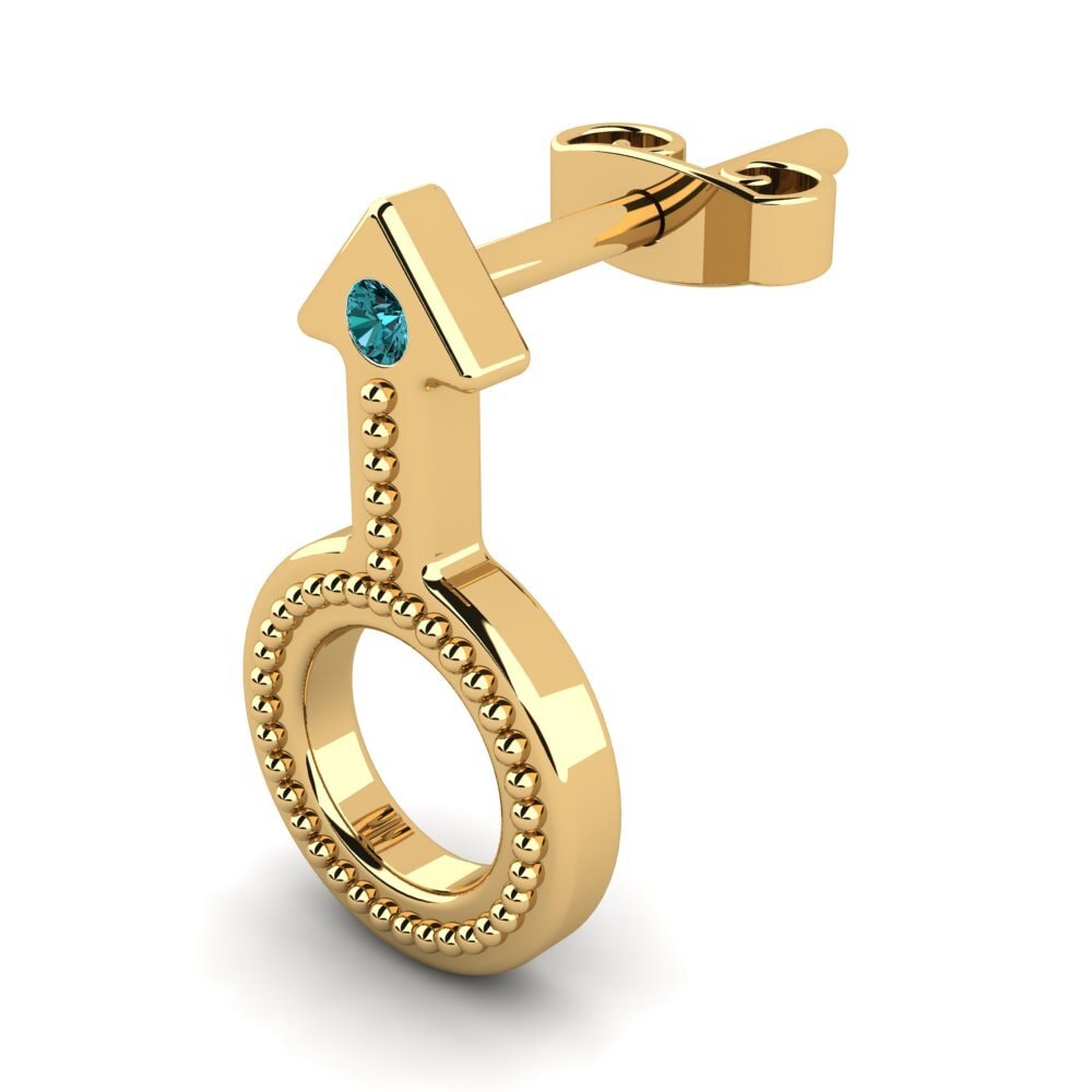 9k Oro Amarillo Diamante Azul Pendiente para hombre Adeo