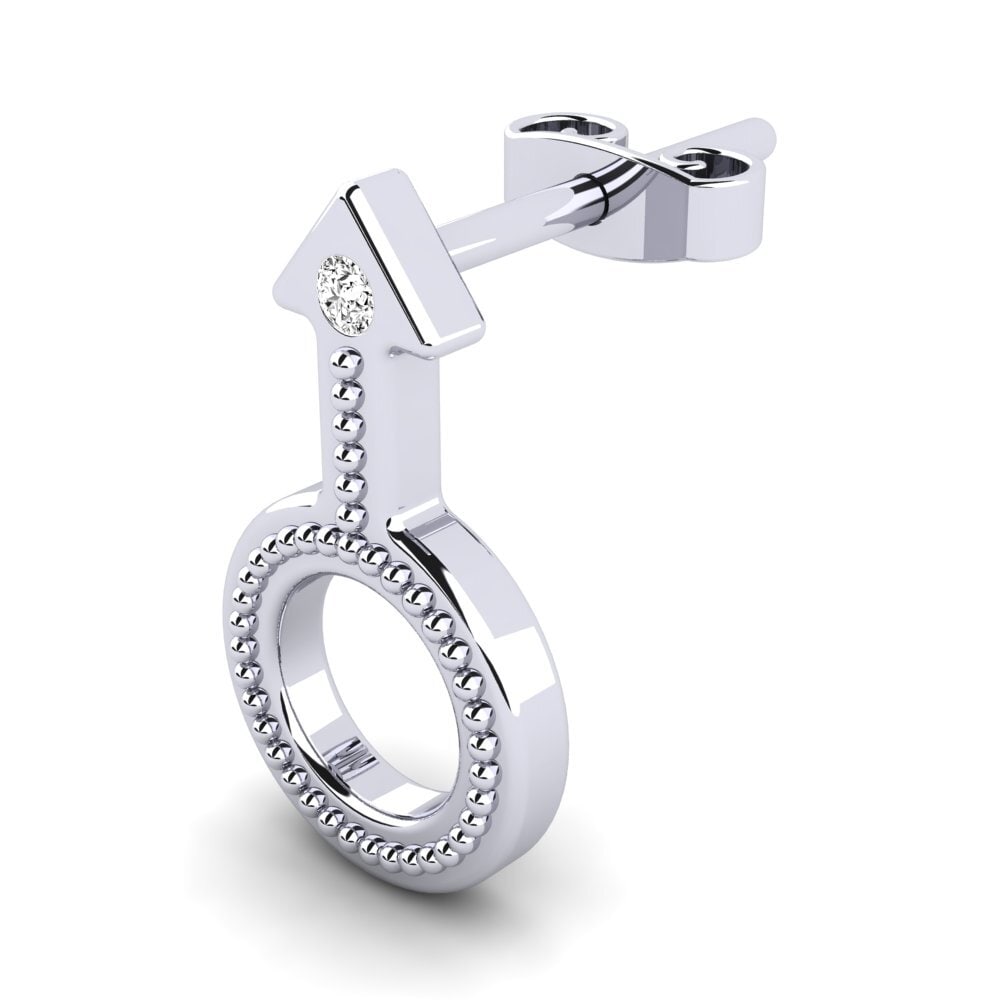 9ct White Gold Moissanite Men's Earring Adeo