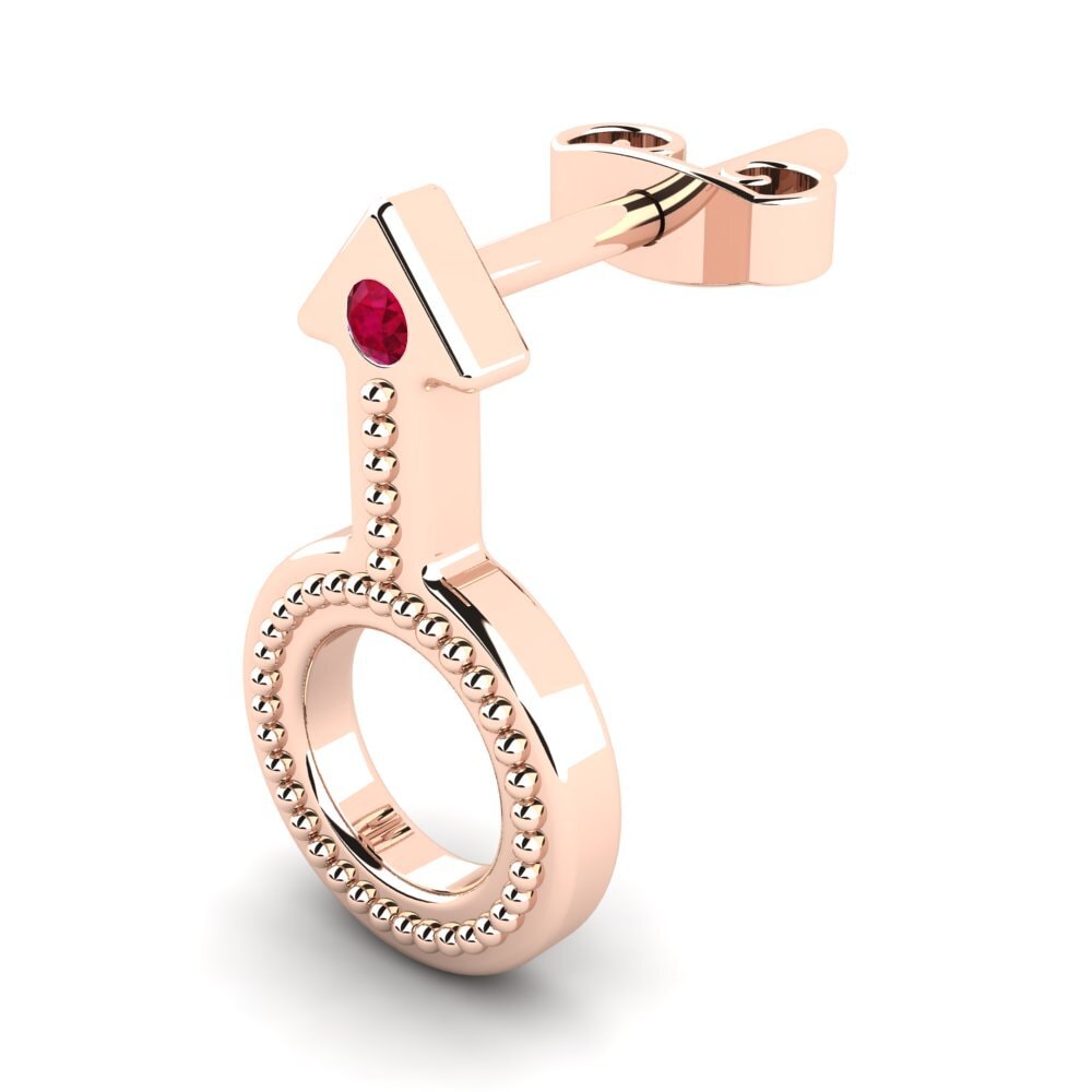 14K Rose Gold Ruby Men's Earring Adeo