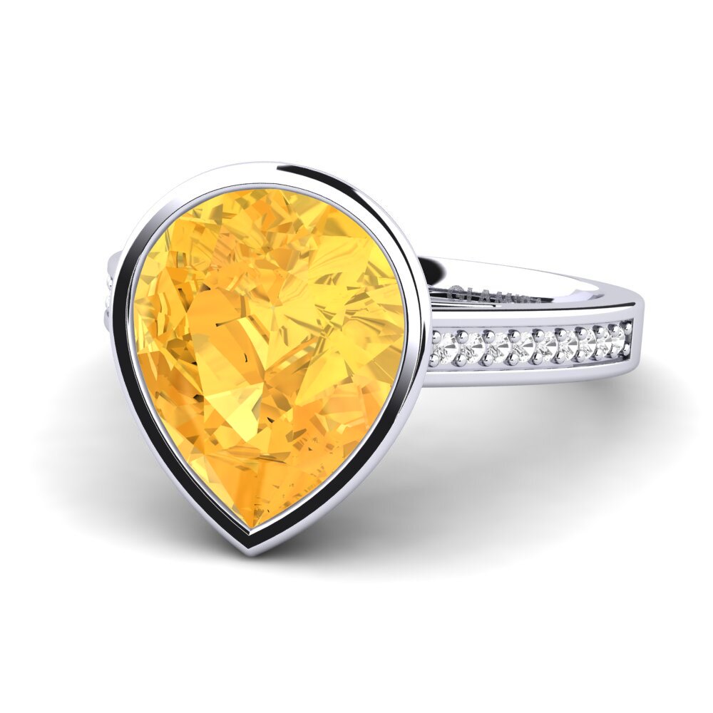 White Silver Citrine Ring Adeshia