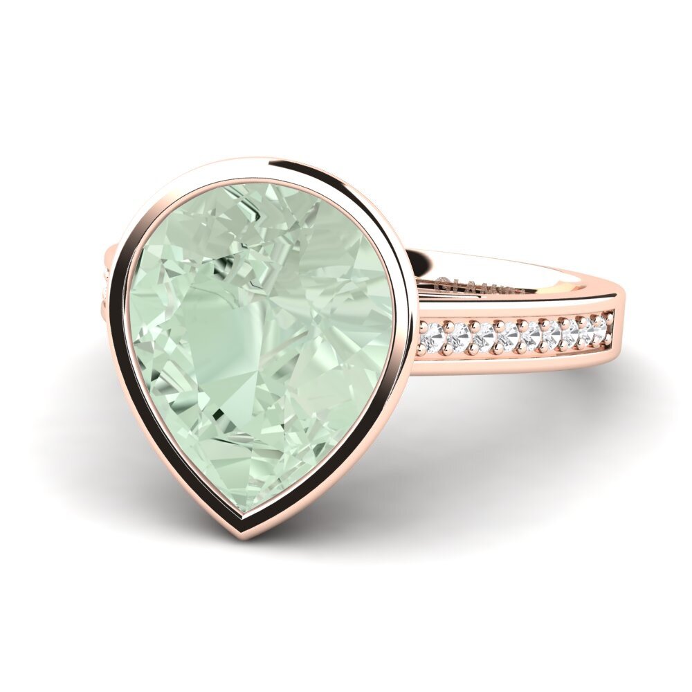 9k Rose Gold Green Amethyst Ring Adeshia