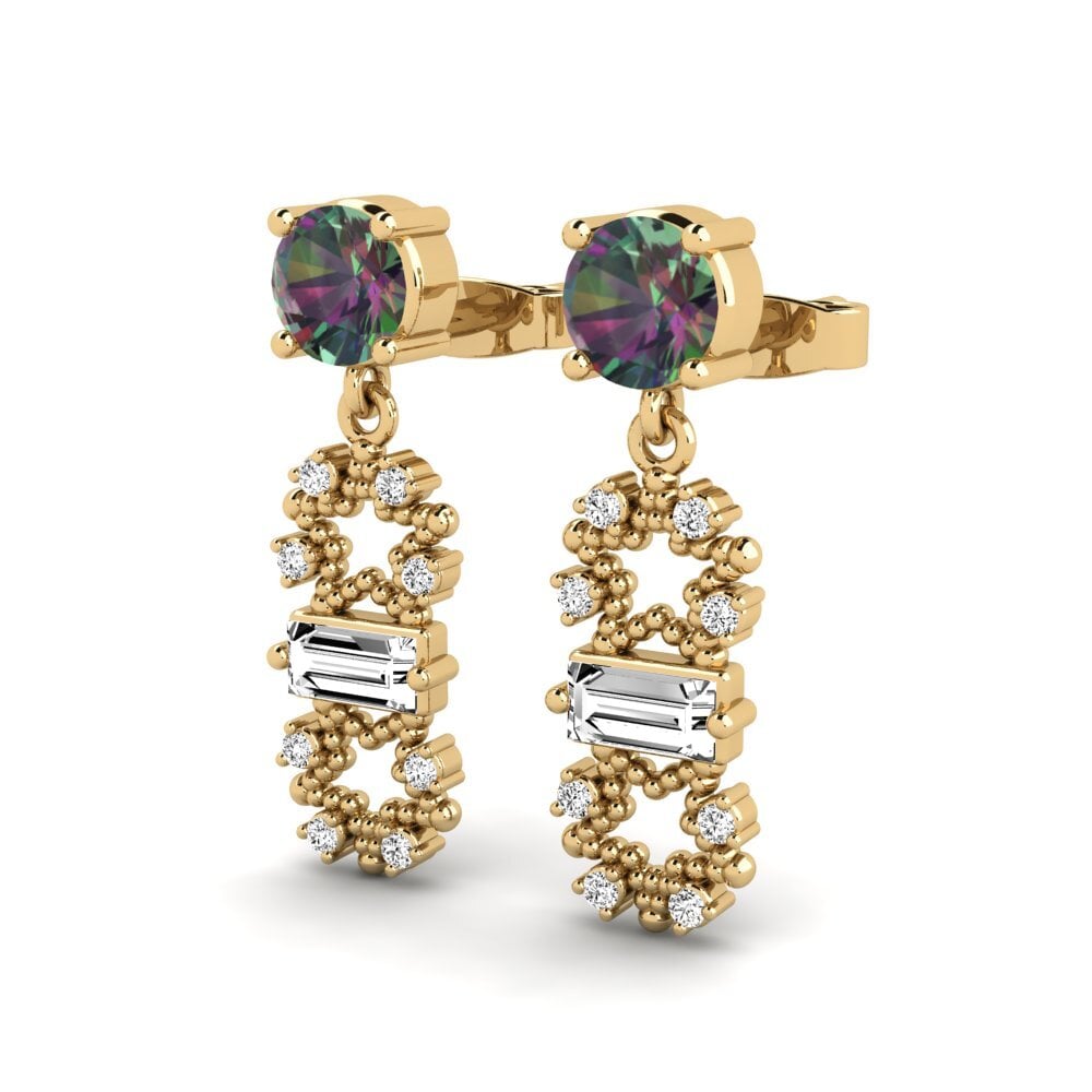 14ct Yellow Gold Mystic Topaz Women's Earring Adewse