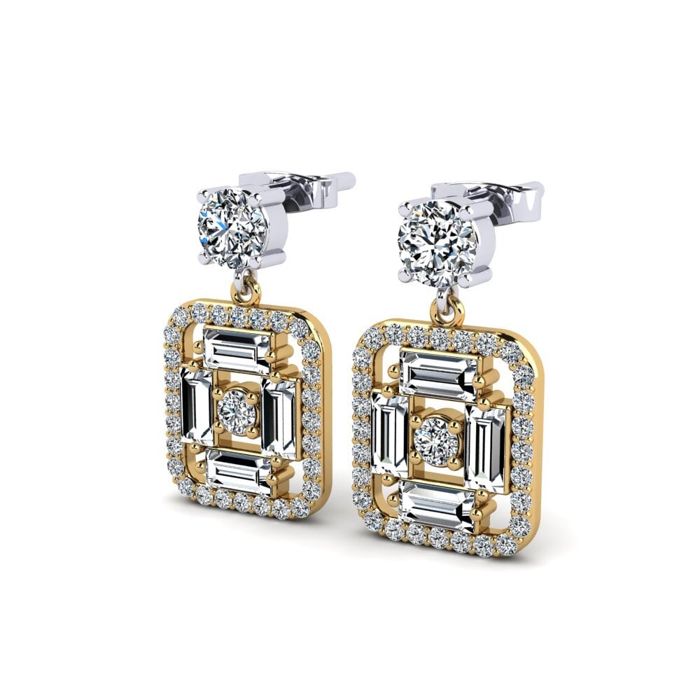 14ct Yellow / White Gold Women's Earring Adhamas