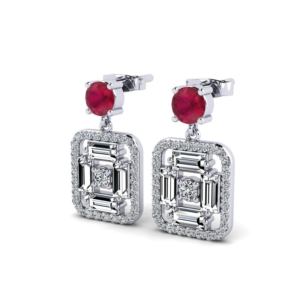 Đá Ruby / Hồng Ngọc Bông tai nữ Adhamas