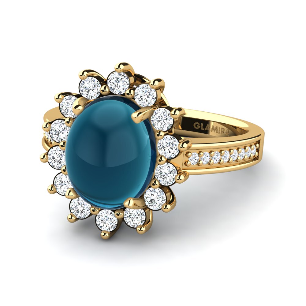 Topacio Azul Londres Cabujón Anillo Adhita