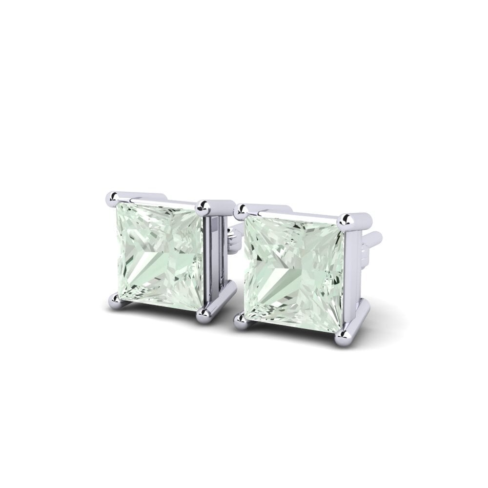 14k Oro Blanco Amatista verde Pendiente de mujer Adie