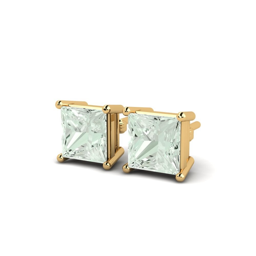 14ct Yellow Gold Green Amethyst Women's Earring Adie