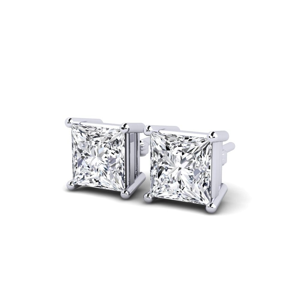 18k Oro Blanco Diamante cultivado en laboratorio Pendiente de mujer Adie