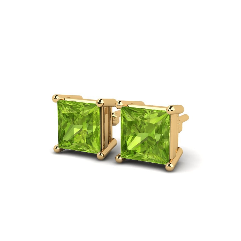 18k Oro Amarillo Peridoto Pendiente de mujer Adie
