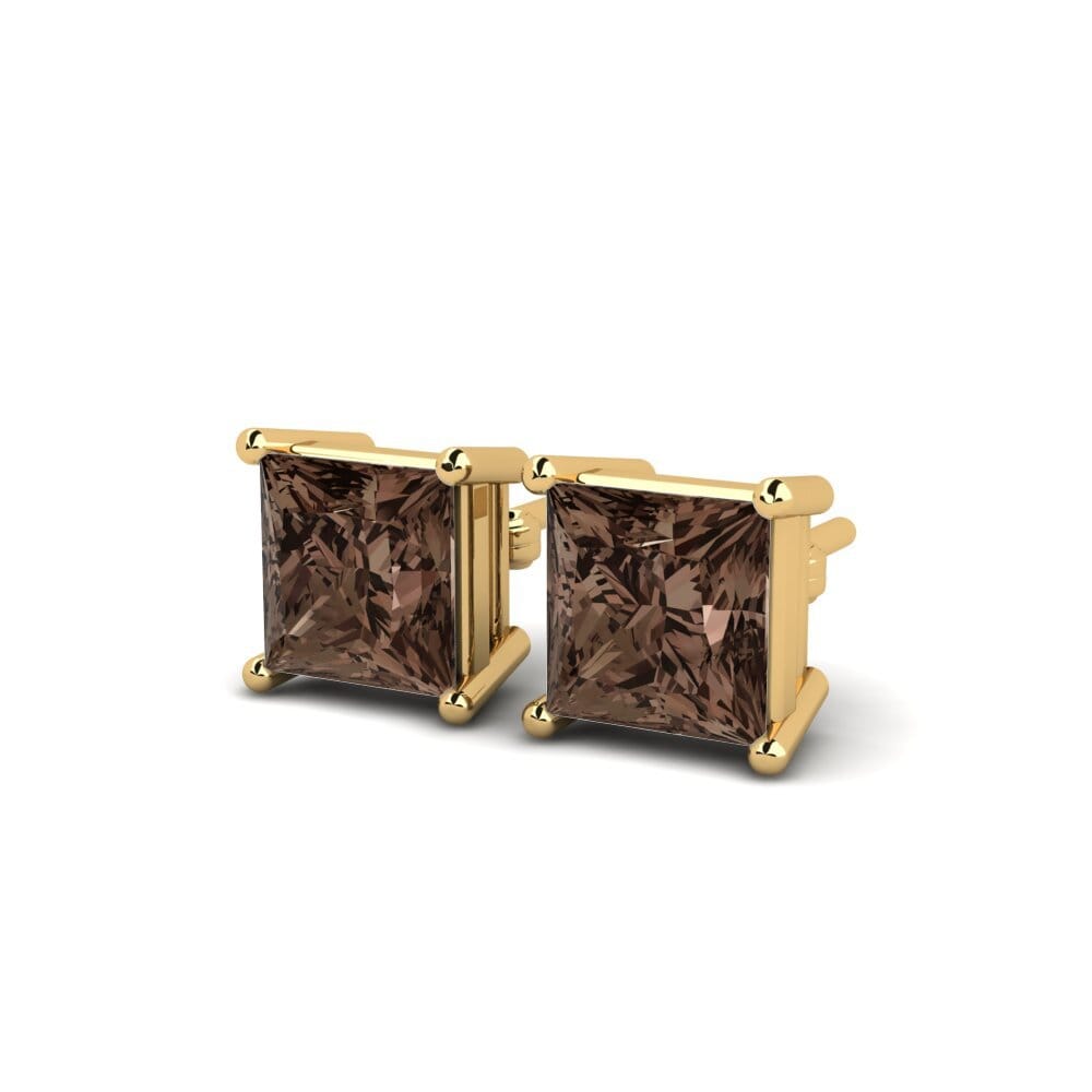 14k Oro Amarillo Princesa Pendiente de mujer Adie