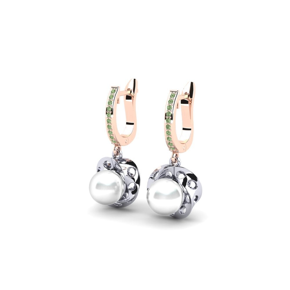 9k Oro Rosa & Blanco Diamante Verde Pendiente de mujer Adinter