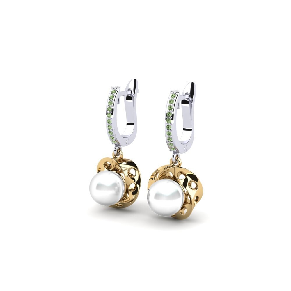 9ct White & Yellow Gold Green Diamond Women's Earring Adinter